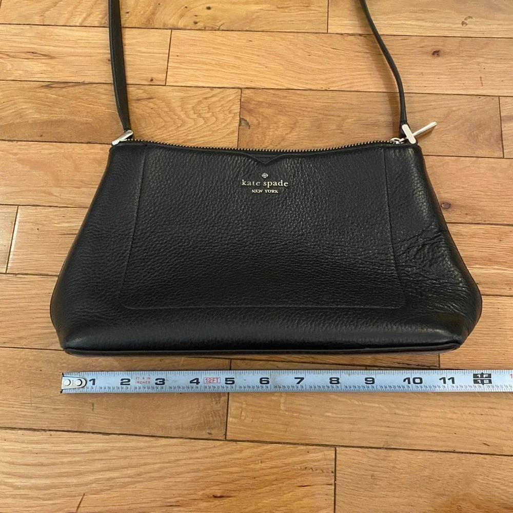 Kate Spade New York‎ Black Pebbled Leather Crossbody Bag Gold Logo Adjustable